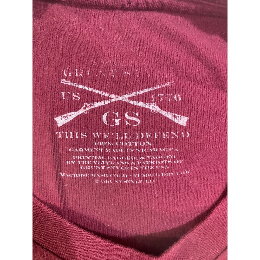Grunt Style Wine Listens Graphic T-Shirt Mens XL Burgundy Cotton Patriotic Tee - Picture 5 of 9